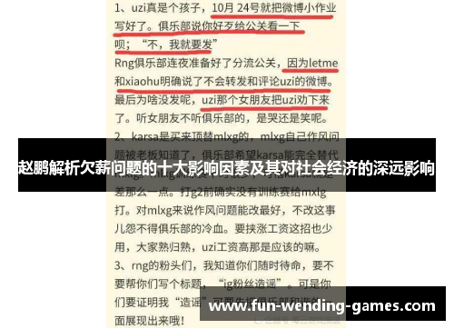 赵鹏解析欠薪问题的十大影响因素及其对社会经济的深远影响