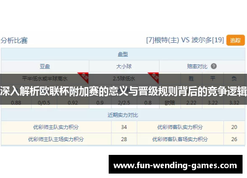 深入解析欧联杯附加赛的意义与晋级规则背后的竞争逻辑